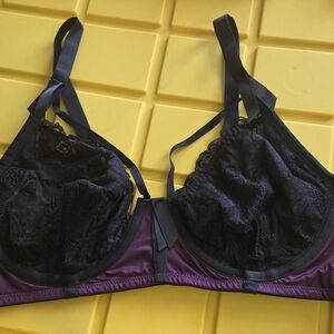 Torrid Elegant Black and Purple Lace Bra